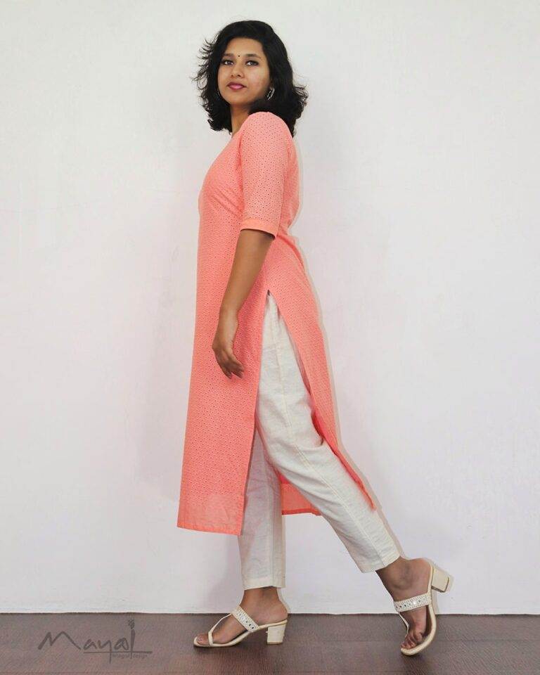 Peach Cotton Hakoba Kurta