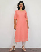 Peach Cotton Hakoba Kurta