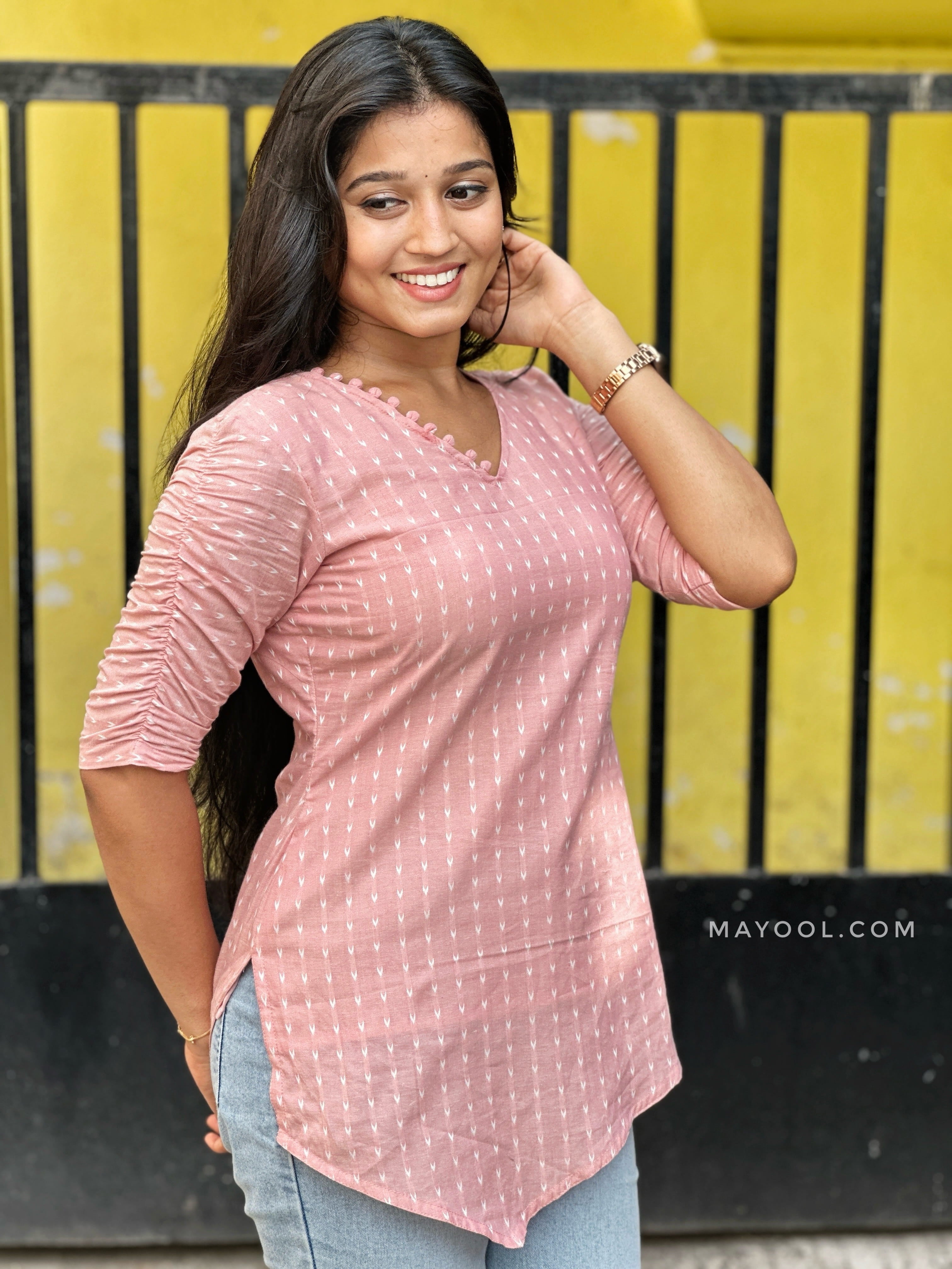Peach Blossom Cotton Short Kurta
