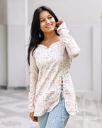 Pastel Floral Cotton Short Kurta