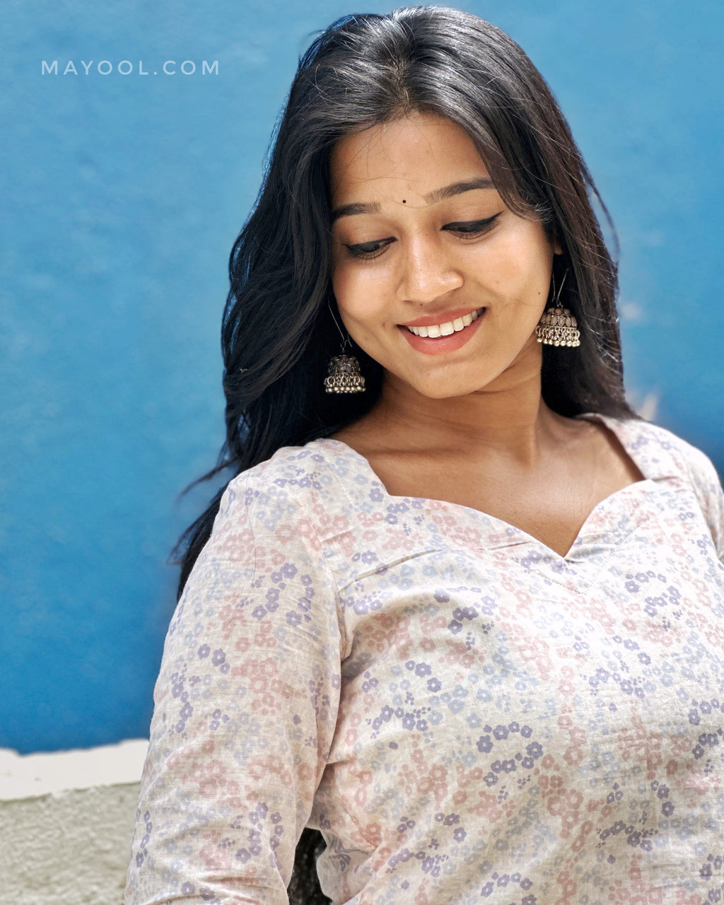 Pastel Floral Cotton Short Kurta