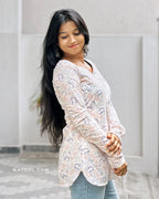 Pastel Floral Cotton Short Kurta