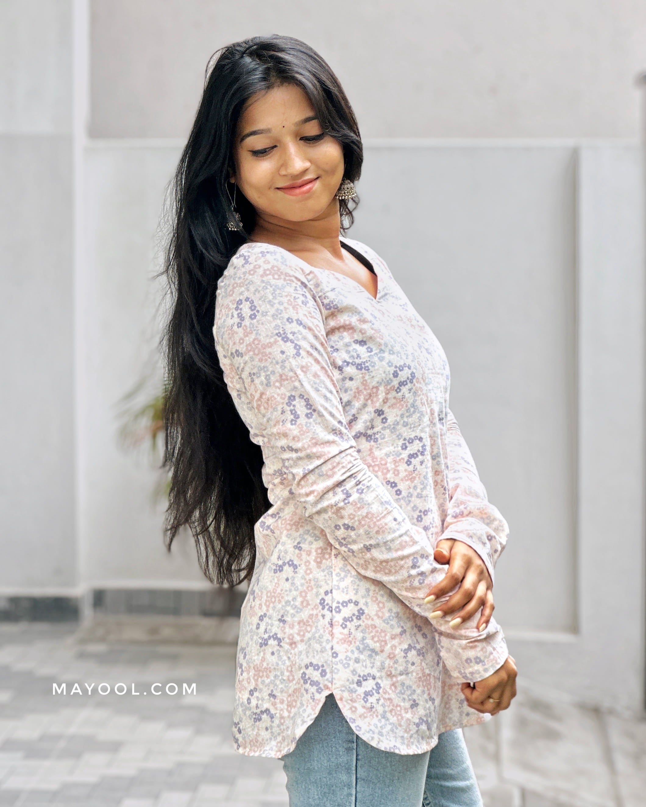 Pastel Floral Cotton Short Kurta