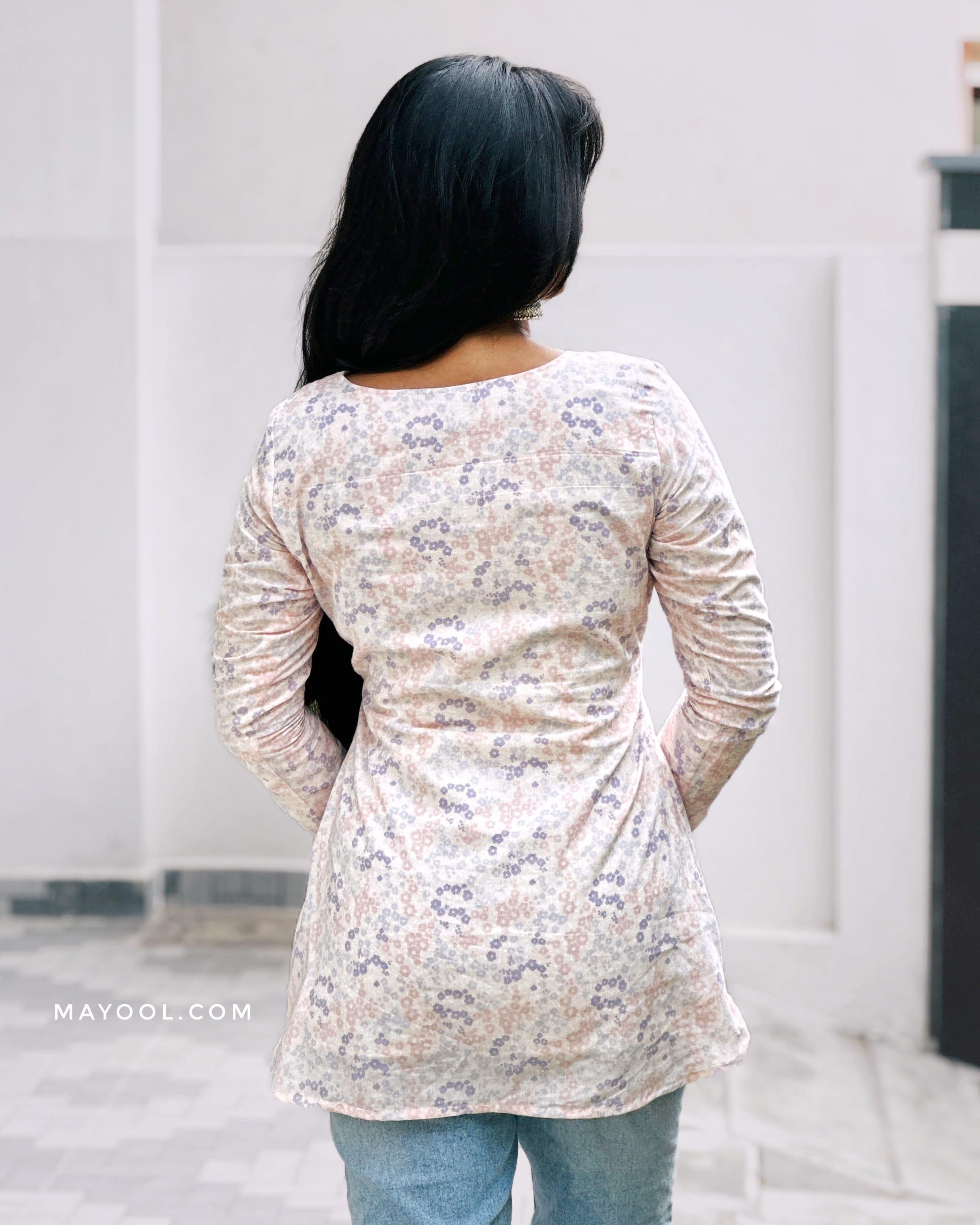 Pastel Floral Cotton Short Kurta