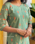 Peridot Green Ikat Short Kurta