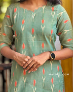 Peridot Green Ikat Short Kurta