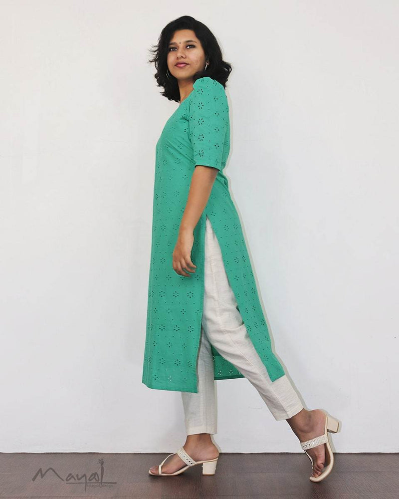 Persian Green Cotton Hakoba Kurta