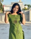 Pine Green Thread Tale Cotton Kurta