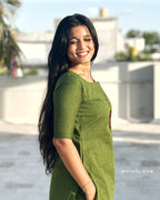 Pine Green Thread Tale Cotton Kurta