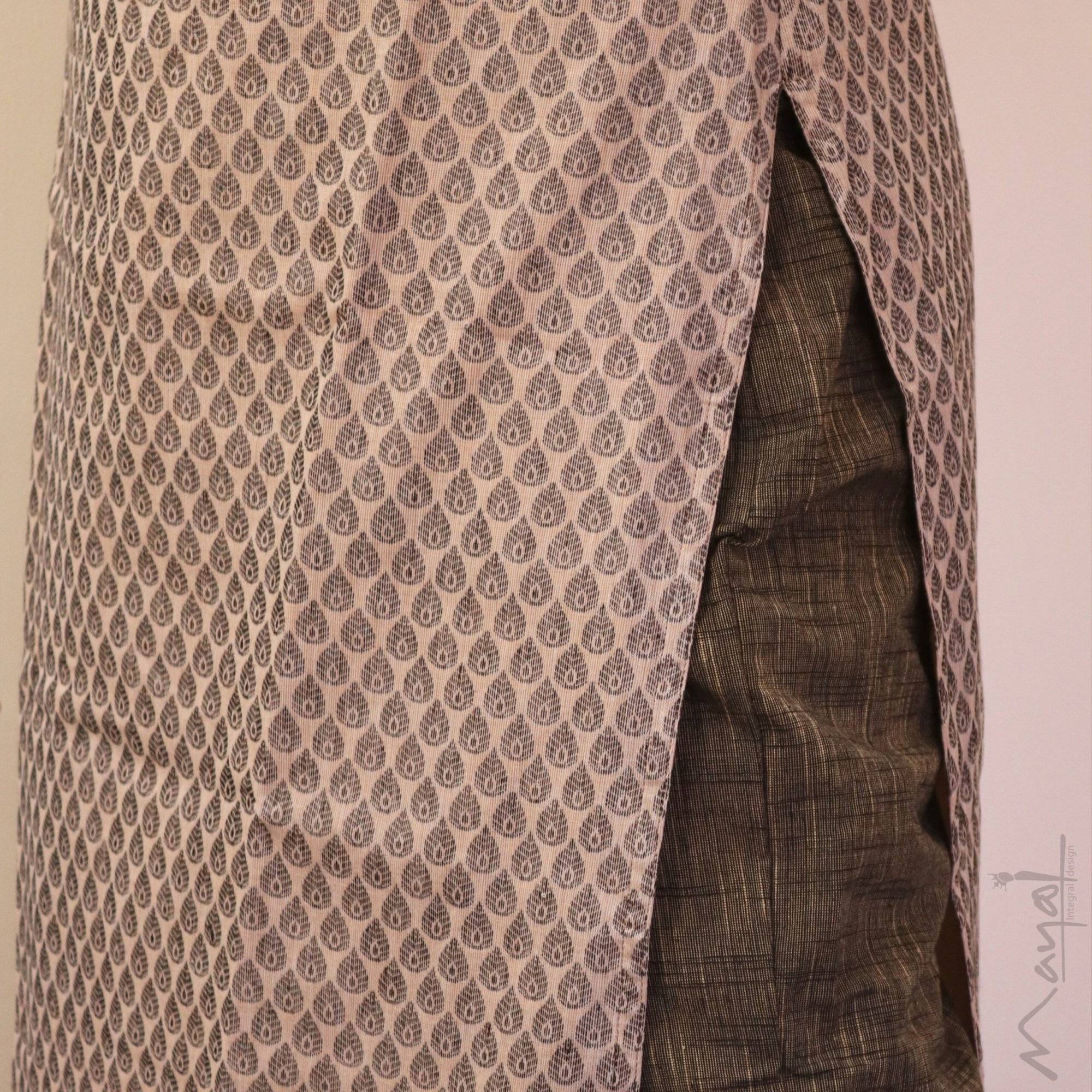 Almond Self Design Jacquard Cotton Kurta