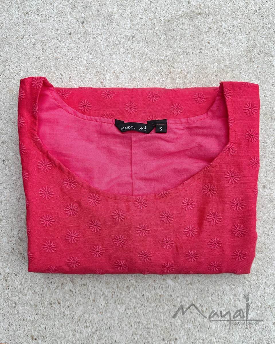 Pink Punch Cotton Hakoba Kurta