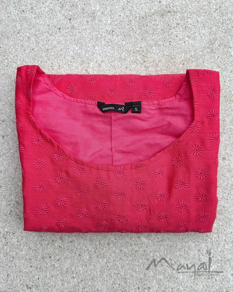 Pink Punch Cotton Hakoba Kurta