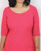 Pink Punch Cotton Hakoba Kurta