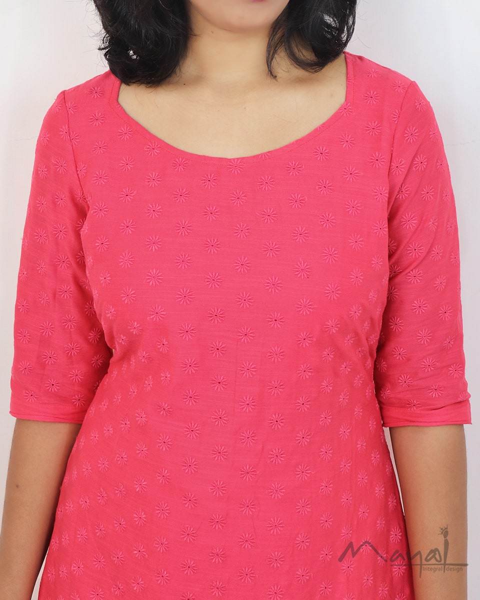 Pink Punch Cotton Hakoba Kurta