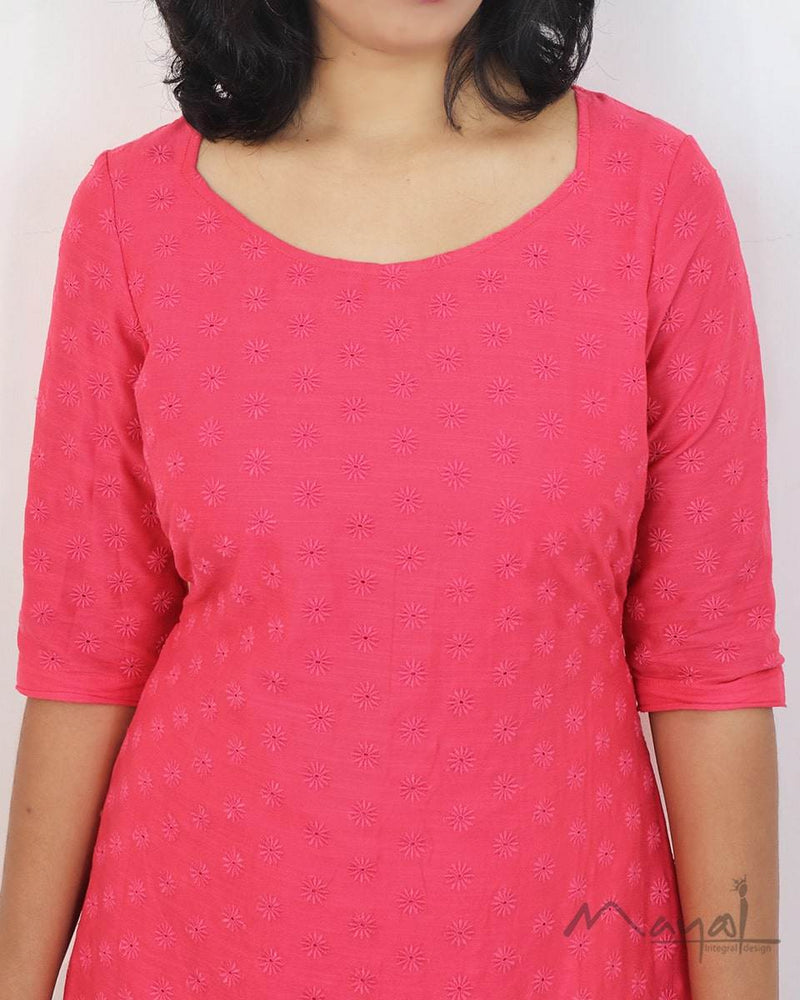 Pink Punch Cotton Hakoba Kurta