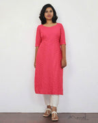 Pink Punch Cotton Hakoba Kurta