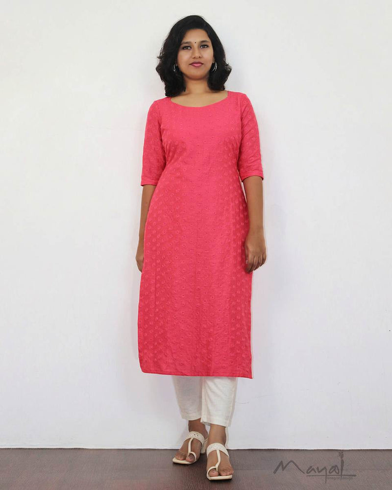 Pink Punch Cotton Hakoba Kurta