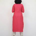 Pink Punch Cotton Hakoba Kurta