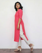 Pink Punch Cotton Hakoba Kurta