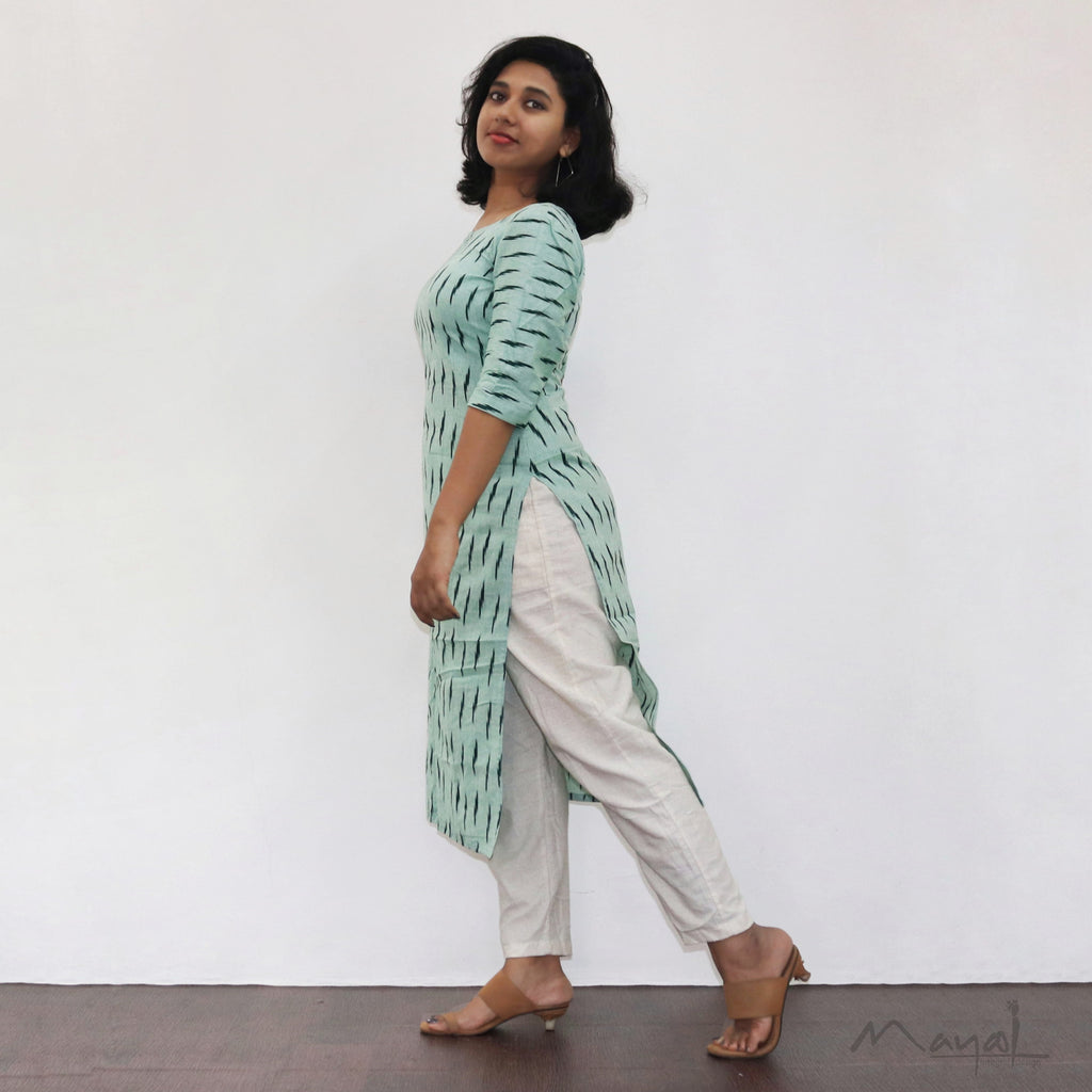 Pista Green Ikat Kurta