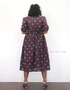 Plum Purple Printed Maternity Cotton Dresses
