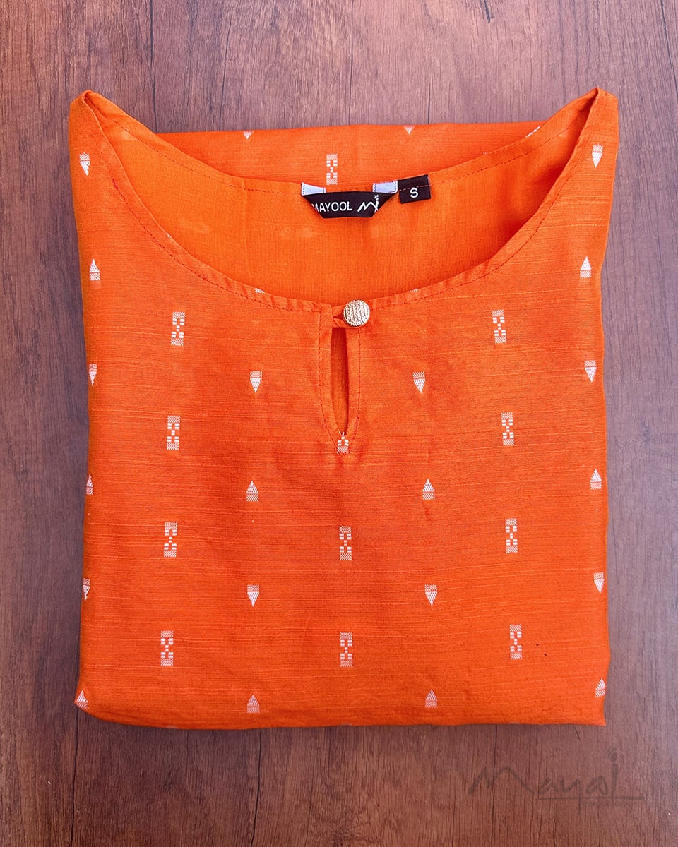 Pumpkin Orange Silk Cotton Kurta