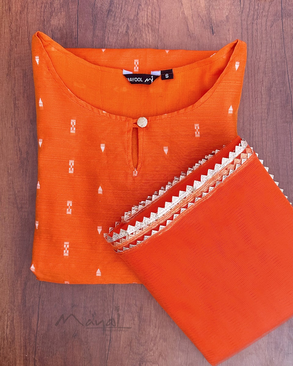 Pumpkin Orange Silk Cotton Kurta