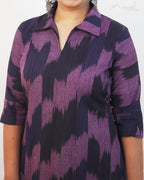 Purple Patterned A-line Cotton Kurta