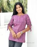 Purple Stripe Cotton Short Kurta