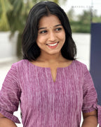 Purple Stripe Cotton Short Kurta
