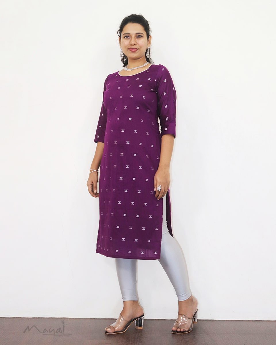 Raspberry Purple Silk Cotton Kurta