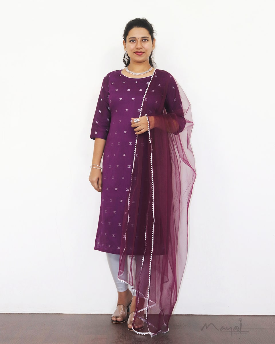 Raspberry Purple Silk Cotton Kurta