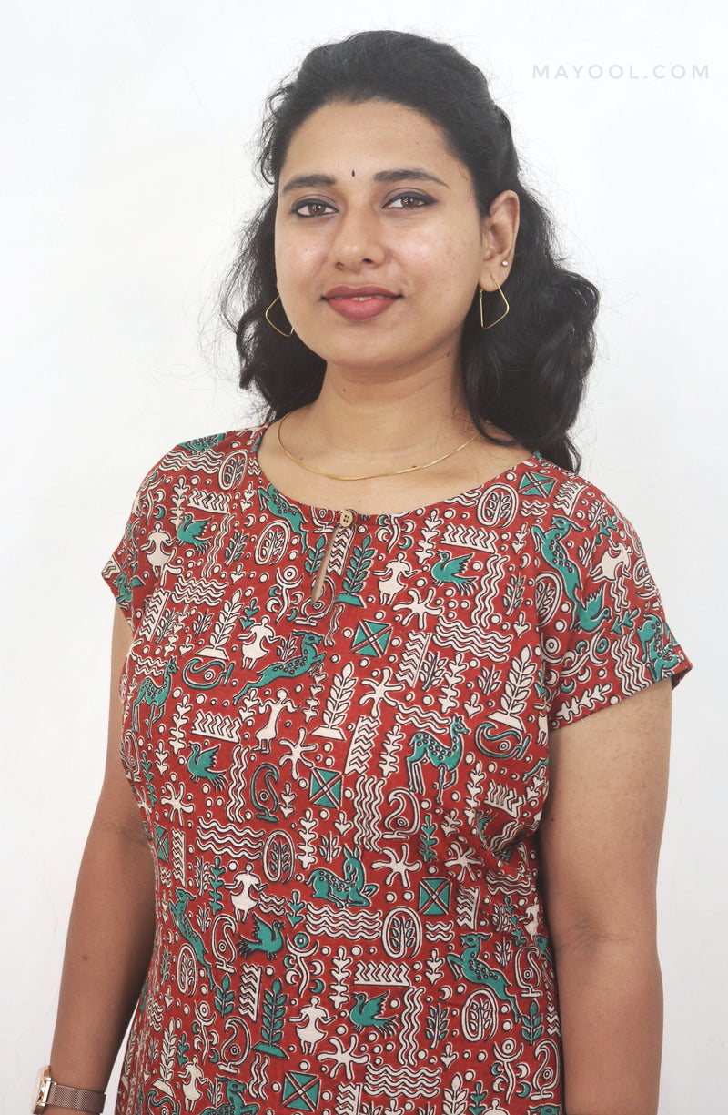 Red Kalamkari Cotton Kurta