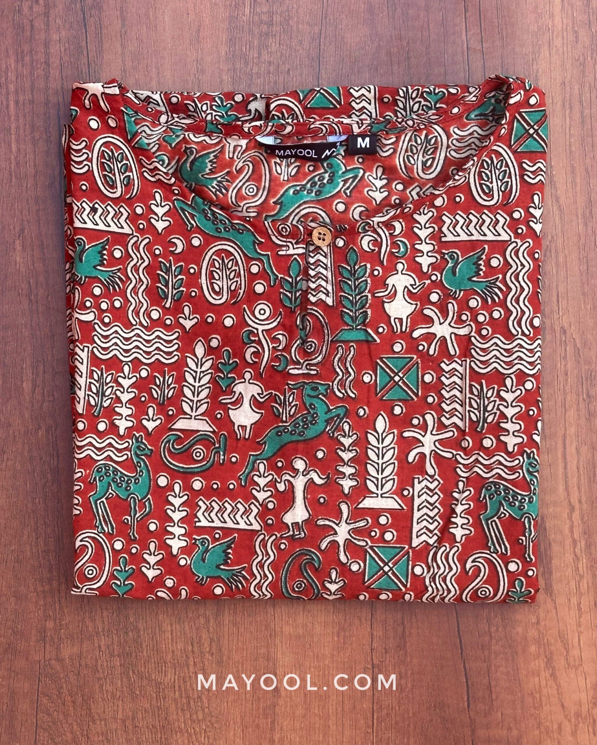 Red Kalamkari Cotton Kurta