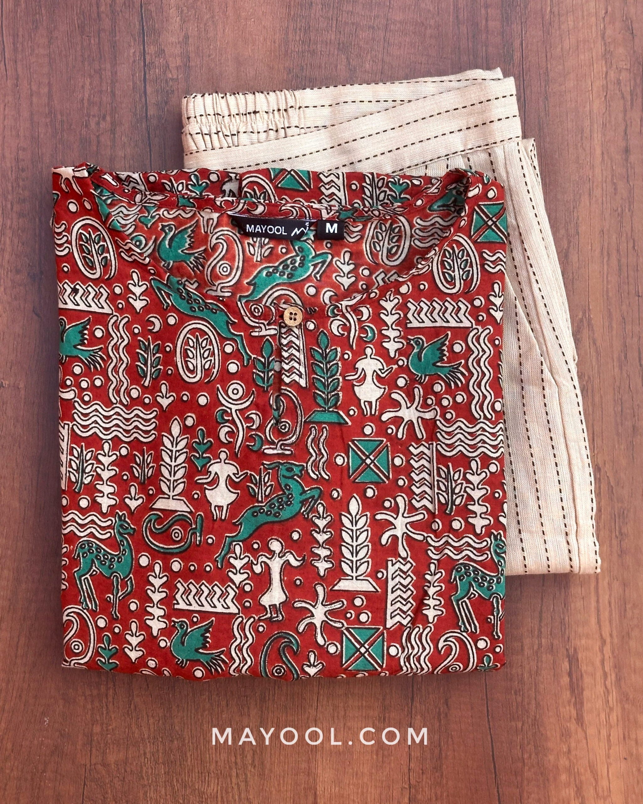 Red Kalamkari Cotton Kurta