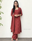 Rosewood Jari Jacquard Cotton Kurta