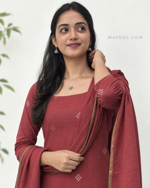 Rosewood Jari Jacquard Cotton Kurta
