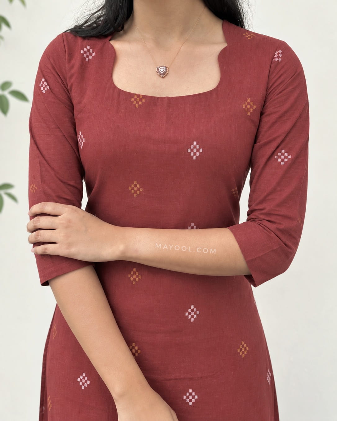 Rosewood Jari Jacquard Cotton Kurta
