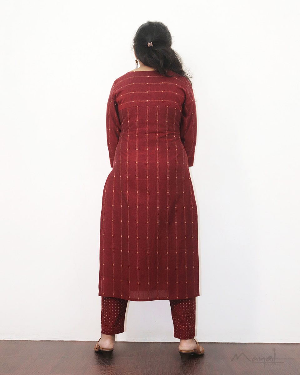 Royal Maroon Handloom Cotton Kurta
