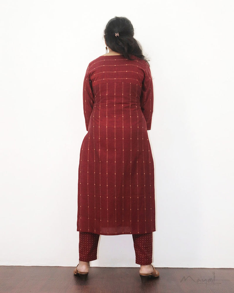 Royal Maroon Handloom Cotton Kurta