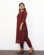 Royal Maroon Handloom Cotton Kurta