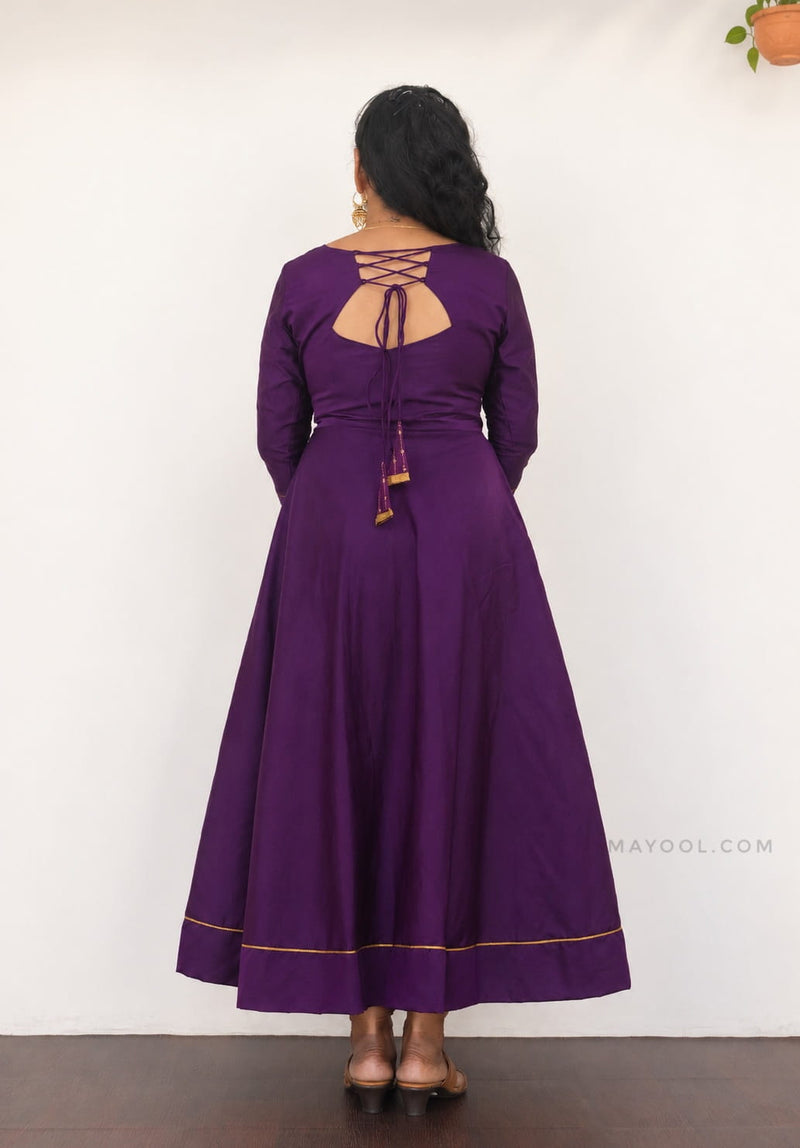 Deep Royal Purple Silk Cotton Anarkali Dresses
