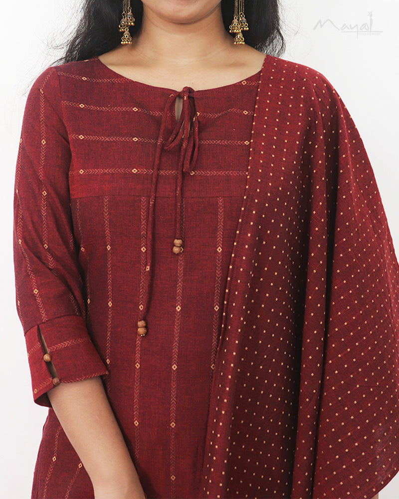 Royal Maroon Handloom Cotton Kurta