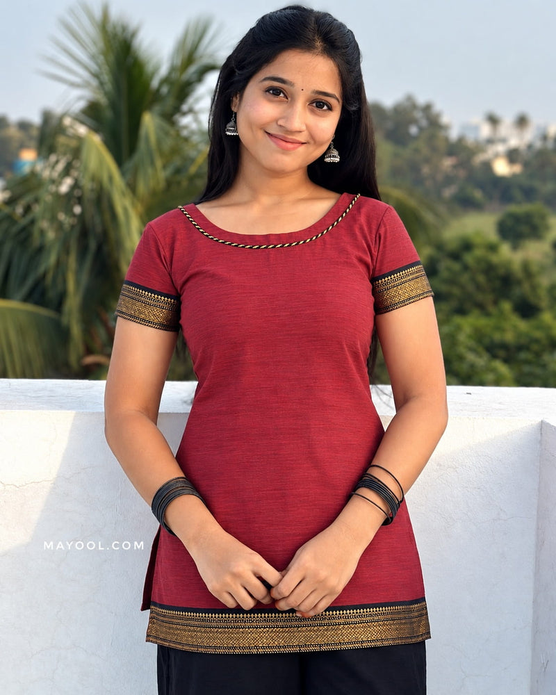 Ruby Red Traditional Short Kurta