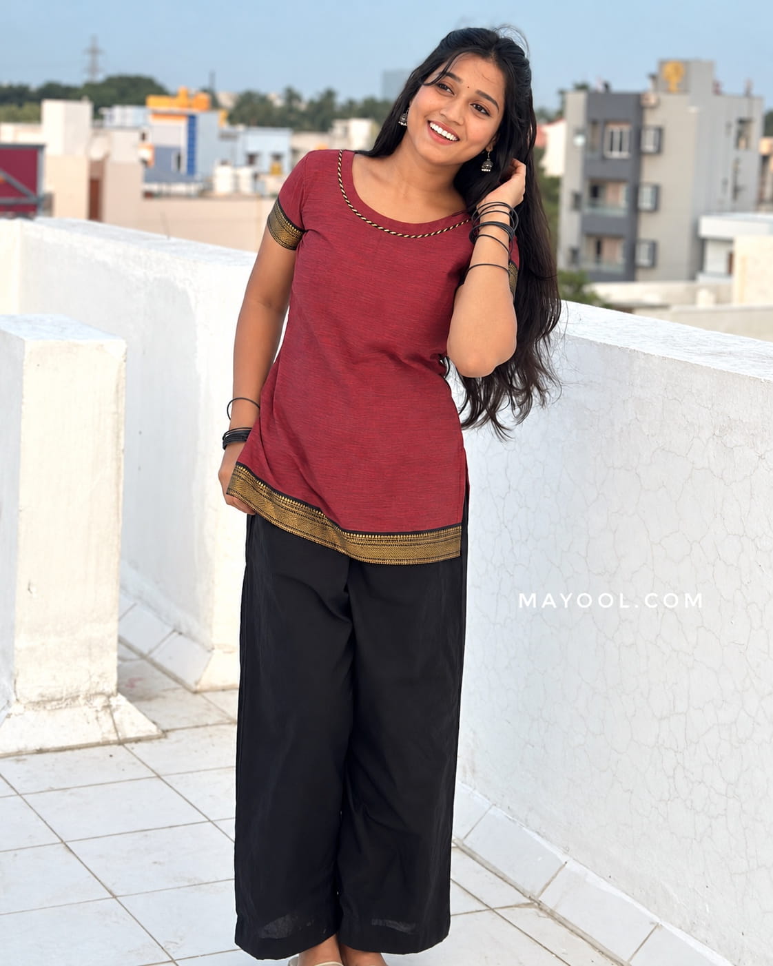 Ruby Red Traditional Short Kurta