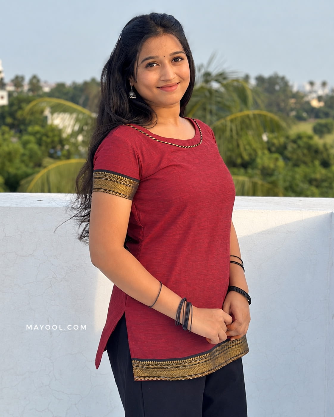 Ruby Red Traditional Short Kurta