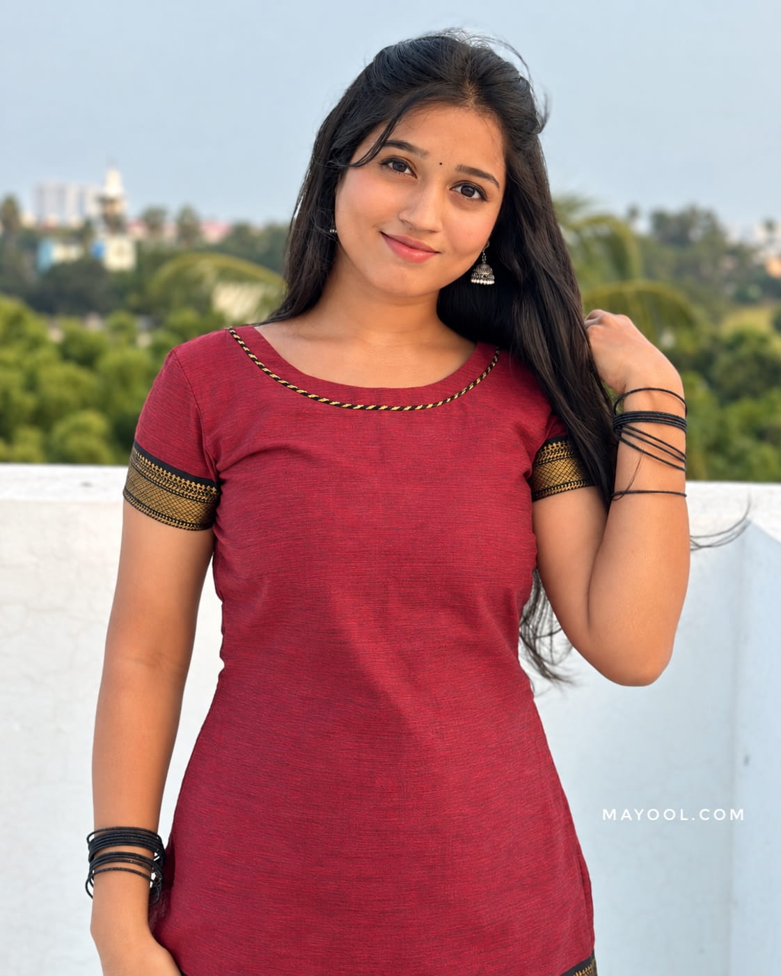 Ruby Red Traditional Short Kurta