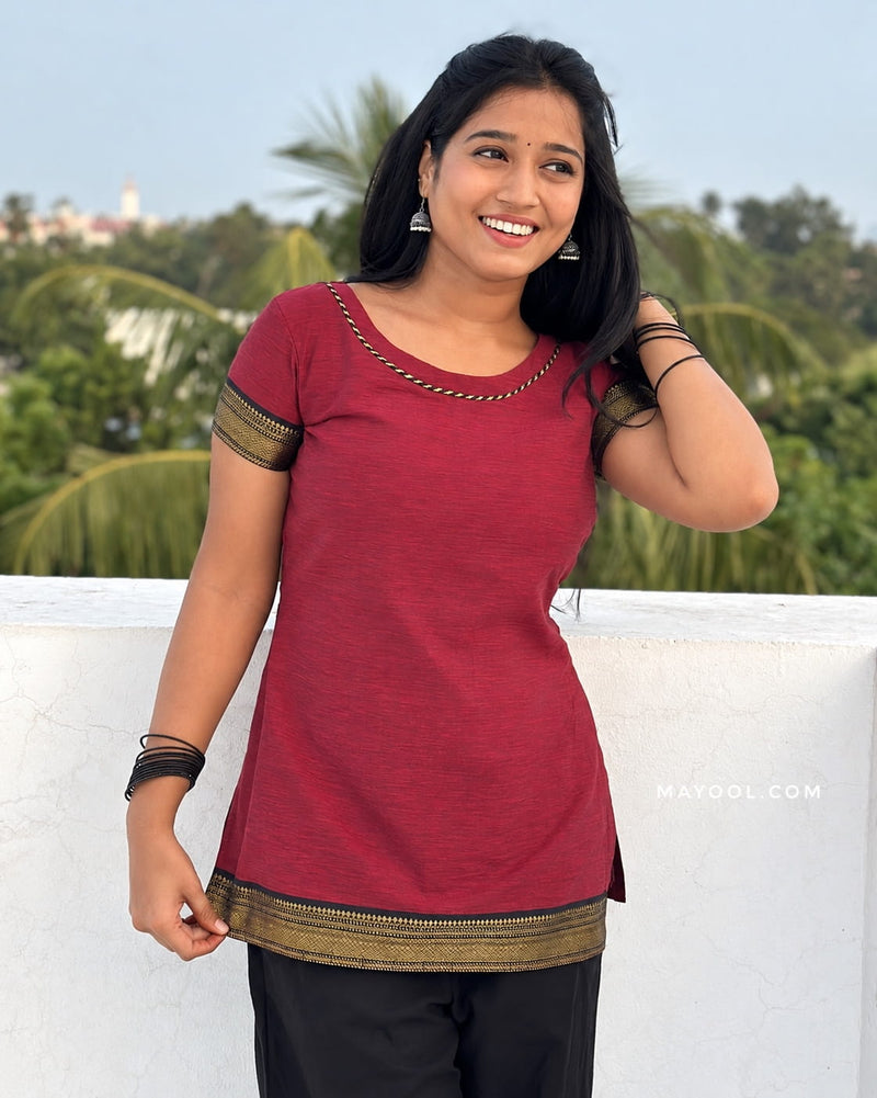 Ruby Red Traditional Short Kurta