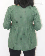 Russian Green Alia Cut Peplum Top