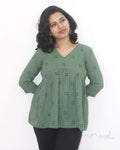 Russian Green Alia Cut Peplum Top